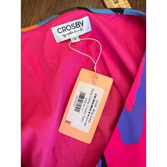 Crosby Bissy Dress | “Funky Town” | Sz S | Tiered Puff-Sleeve V-Neck Mini NWT - Picture 9 of 15